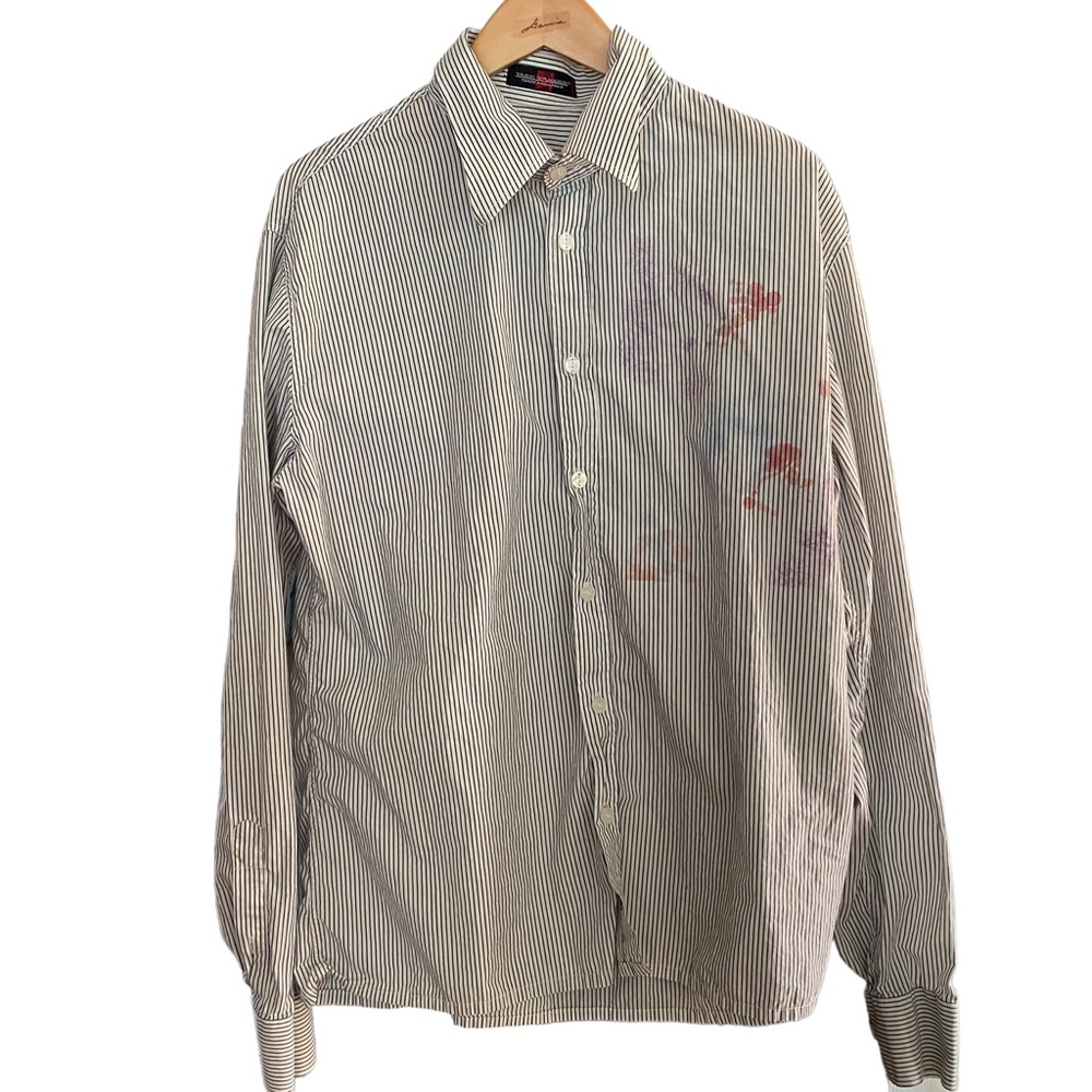 Yashi Yamamuri vintage watercolor floral down collared shirt XL